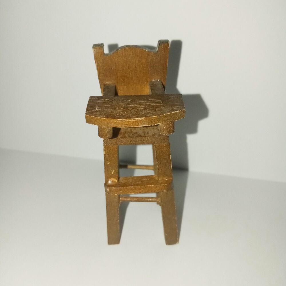 Vintage Dollhouse Miniature Wooden Baby High Chair